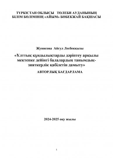 Жунисова Айгул Лесбекқызы